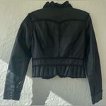 Moda International Women’s Black Genuine Leather Cropped Ruffle Jacket; size M Size M Photo 8