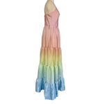 Yumi Kim Sullivan Tiered Maxi Dress Rainbow Ombré Dreamy Shiny Satin Sz M NEW Photo 6