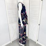 ASTR the Label Abstract Print Sheer Wide Leg Jumpsuit Navy Blue Medium Photo 3