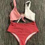 SheIn One Piece Swimsuit Colorblock Tie Front Cut-out Photo 0