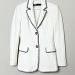 ZARA WOMAN CONTRAST TRIM SEAMED STRAIGHT CUT BLAZER Photo 2