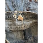 Kensie Denim Mini Skirt Raw Hem Size6 Vintage Embroidered Pockets Festival Boho Photo 2