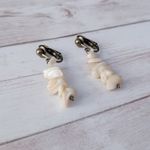 Vintage Clip On Earrings Shell Dangle Beach Seaside Theme Photo 2