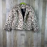 Natori  Small Animal Print Cropped Length Black Tan Gold Metallic Jacket Photo 1