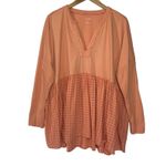 Anthropologie PILCRO Women’s Gingham babydoll split neck popover long sleeve top XL Photo 2