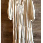 Amanda Uprichard  Womens Pullover Tiered V-Neck Midi A-Line Dress Ivory Size S Photo 2