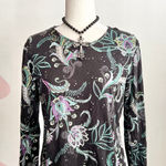 Croft & Barrow Black Paisley Top Fairy Grunge Y2K 2000s Boho 90s Edgy Witchy Gothic Medium Photo 0