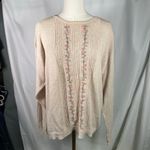 Cottage Essentials Embroidered Floral Sweater‎ Beige Ramie Cotton M Vintage Pink Size M Photo 14