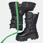 Women's Punk Gothic Goth Chunky Platform Black Combat Moto Boots Size 41 Photo 5