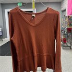 Paper Crane  Orange Ribbed Long Sleeve Blouse Photo 0