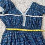 Lucky Brand NWT Floral Midi Skirt Flutter Cap Sleeve Pullover Blue Multi V Neck Photo 3