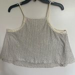 We The Free Women's Size Medium Gray Cream Striped Tank Crop Top Flowy Summer Photo 0