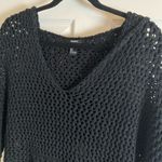 Forever 21 Black Knit Top with hoodie woman’s size large Photo 3
