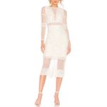 Alexis  Elize‎ White Lace Midi Dress Long Sleeve Size Medium Bridal Photo 16