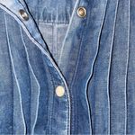 Sundance  Tessa Chambray Pleated Front Snap Button Long Sleeve Shirt Size Medium Photo 2
