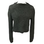 Aerie Cozy Chenille Fuzzy Cropped Sweater Dark Gray Long Sleeve Soft Pullover M Photo 1