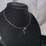 Anne Klein Choker Necklace Black Onyx Look Square Pendant Silver tone Photo 2
