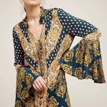 Free People Boho Navy Magic Mystery Tunic Dress Bell Sleeves XS Photo 14