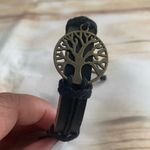 Unisex Genuine Leather Black Bracelet decorated with Tree of Life Photo 1