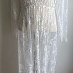 White Lace Long Sleeve Maxi Dress Peignoir Bridal Gown Boho Size Large Romanstii Photo 2