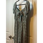 Source Unknown ASU Wish Floral Jumpsuit Cottage Core Green Puff Sleeve Tie Front Boho Chic # Photo 1