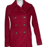 Calvin Klein  Peacoat Double Breasted Burgundy Red Wool Blend Size Small Fit Photo 0