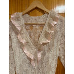 Vintage Feminine Gilead Lace Robe & Slip Set Pink Satin Trim Size Large NWOT Photo 4