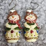 Snowman Dangle Drop Earrings Pierced Hook Ear Wires Christmas Winter Holiday Photo 1