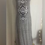 EXPRESS Women’s Sleeveless Maxi Dress Small Gray Aztec Tribal Sequin Bodycon Photo 4
