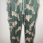 Averie Women's Tiger Print‎ Zola Pajama Pants Size Small Green Photo 0