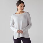 Lululemon Well Being Sweater Heathered Grey Size 8 Cashmere Blend Crew Neck Photo 1
