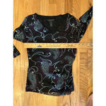 The Limited  Y2K 90s Top M Black Sheer Mesh Whimsy Goth Fairy Grunge Paisley Photo 6