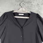 MNG Mango Black Puff Sleeve Button Front Blouse Womens Small Minimalist Chic Top Photo 3