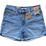 Levi's NWT Women's Mid Length Classic Blue Jean Shorts with Frayed Hem Size 28 Photo 3