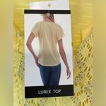 Adrienne Vittadini  NWT Boho Yellow Embroidered Lurex Short Sleeves Top Size L‎ Photo 6