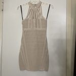 Bebe  bodycon bandage tan mini dress halter neck size XS Photo 1