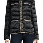 Karl Lagerfeld  Black & Gold Tweed Detail Front Zip Puffer Jacket size XL Photo 0