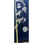 Vintage Cheongsam Long Dress Sz S Blue Velvet Asian Mandarin White Daisy Sparkle Photo 3