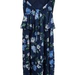 Yumi Kim Blue Floral Jumpsuit Lightweight Sleeveless Peplum XS New Photo 4