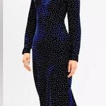 Loft Womens Navy Blue Dotted Satin Midi Shirtdress Photo 0