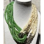 Vintage Green Jade Agate Glass Multi Strand Beaded Women’s Necklace Sz 19” Photo 2