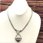 Brighton  Large Puffy Heart Silver Tone Necklace Photo 2