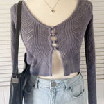 Boutique  Purple Knitted Cropped Buttoned Cardigan Photo 0