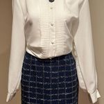 Talbots Vintage Blue,White,Black plaid Midi Skirt SZ 12 Zip In Back 67 %… Photo 1