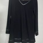 SYMPLI Womens 6 Faux Leather Trimmed Long Sleeve Shirt Top Pullover V Photo 0