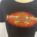 Vintage Harley Davidson 100% Cotton Black Sequin Baby Tee Size XL Orange Photo 1