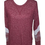 Hippie Rose  Womens Long Sleeve Burgundy Sweater W/ Grey Arm Design Size Medium Photo 0