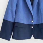 Talbots Banana Republic Hacking Jacket 12P Blue Herringbone Wool Blend Two Tone Blazer Photo 4