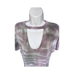 Earthbound Trading Co Boho Tie-dye, Asymmetrical, Keyhole Cutout T shirt. Small Photo 3