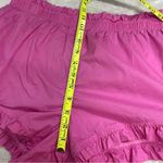 Aerie pink shorts size Medium paper bag high waisted ruffle hem lightweight Photo 5